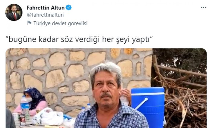 Fahrettin Altun, Antalyalı vatandaşın Cumhurbaşkanı Erdoğan'a olan güvenini paylaştı