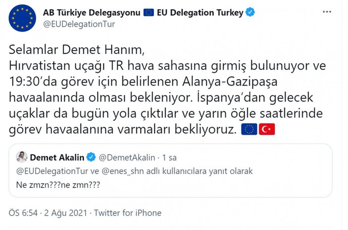 AB Türkiye Delegasyonu, Demet Akalın'ın sorusunu cevapsız bırakmadı