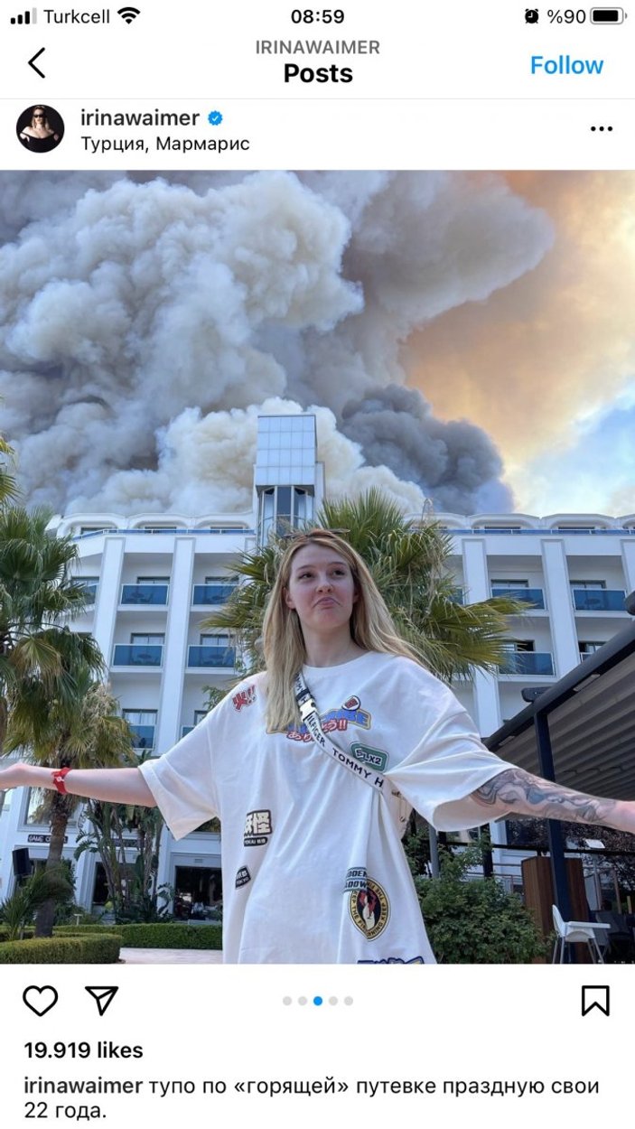 Rus şarkıcı, Antalya'daki yangını alaya alan paylaşım yaptı