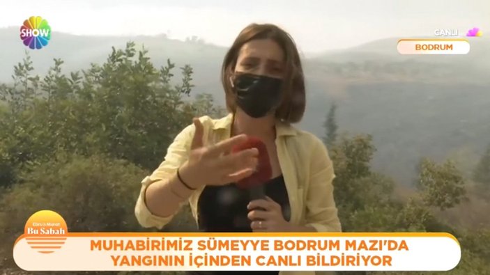 Show Haber muhabirinin Bodrum'da yanan bölgedeki zor anları