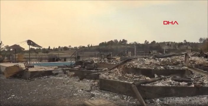 Antalya’da 6 kişilik aile, yangından kurtulmak için havuza sığındı