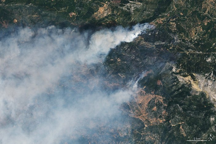 Türkiye'deki yangınlar, NASA'nın uydusu tarafından görüntülendi