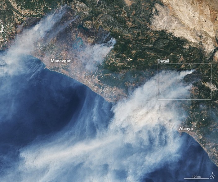 Türkiye'deki yangınlar, NASA'nın uydusu tarafından görüntülendi