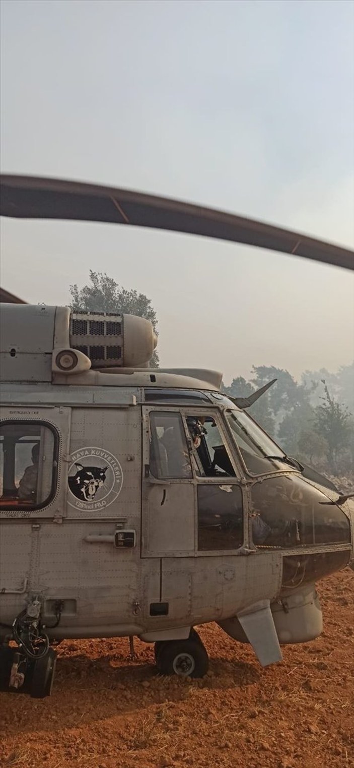 Milas'taki yangında mahsur kalan kişi helikopterle kurtarıldı