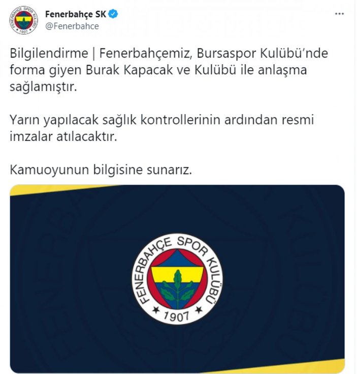 Burak Kapacak, Fenerbahçe ile anlaştı