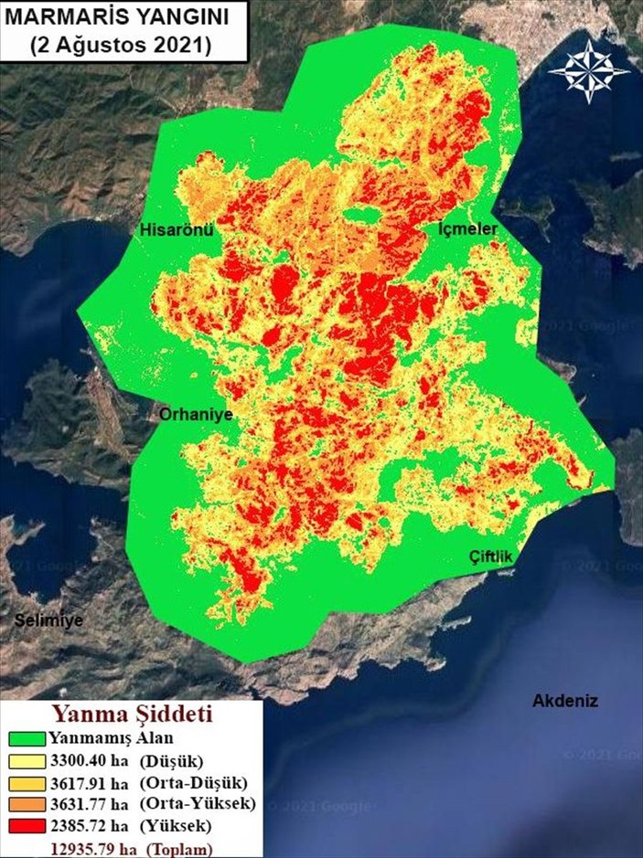 Orman yangınlarının etkili olduğu alanlar haritalandırıldı