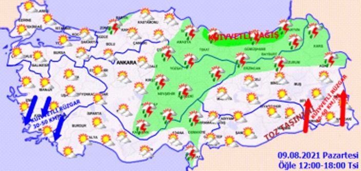 9 Ağustos 2021: Bugün hava nasıl olacak?