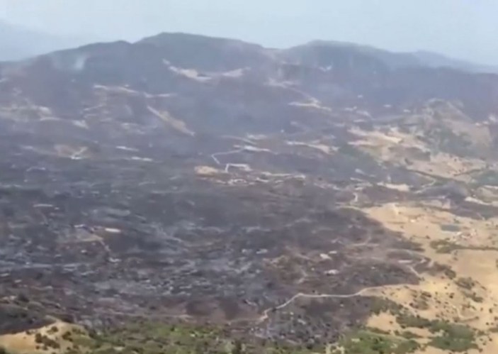 Sicilya Adası'nda yanan ormanlık alanlar havadan görüntülendi
