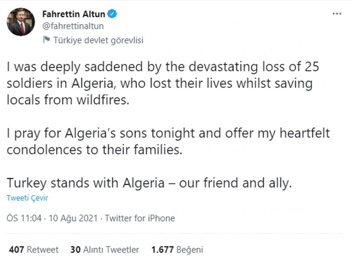Cezayir'deki yangınlarda 65 kişi hayatını kaybetti