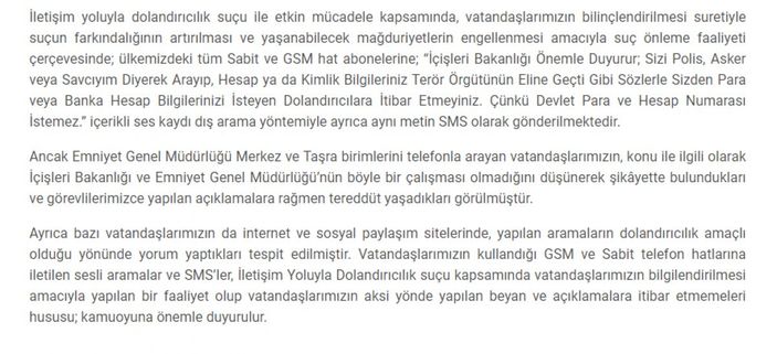 EGM dolandırıcılara karşı mücadelede bilgilendirmede bulundu