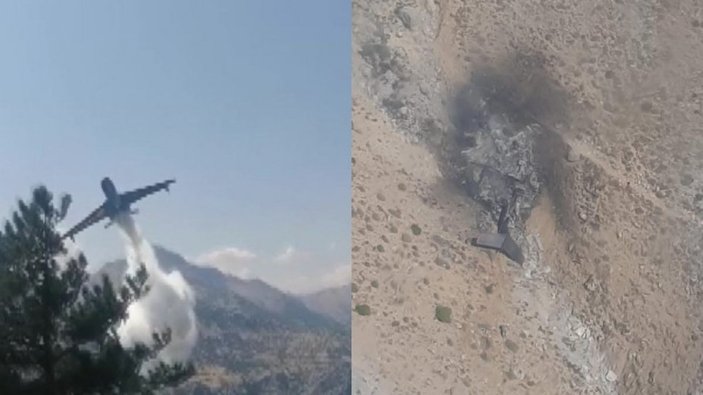 Kahramanmaraş'ta yangın söndürme uçağının çakılma anı