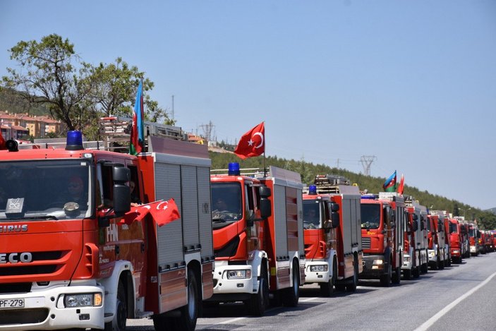 Yangınlara müdahale eden Azerbaycanlı personel, memleketlerine uğurlandı