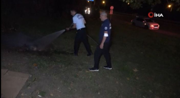 Samsun’da, yaktığı ateş söndürtmemek için direndi