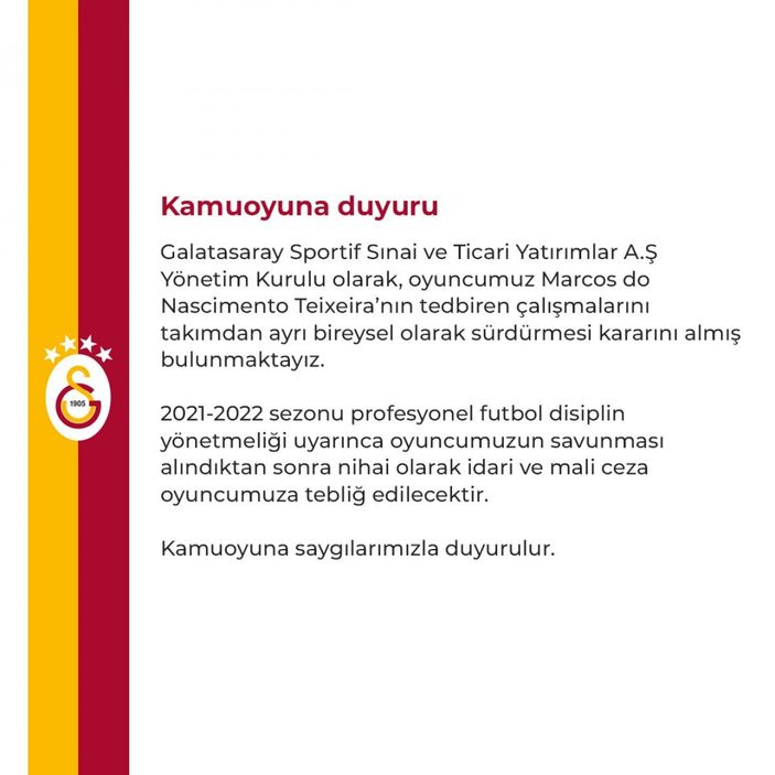 Beklenen açıklama geldi! Galatasaray, Marcao konusunda kararını verdi!