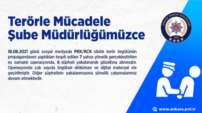 Ankara’da PKK/KCK propagandası yapan 6 kişi gözaltında