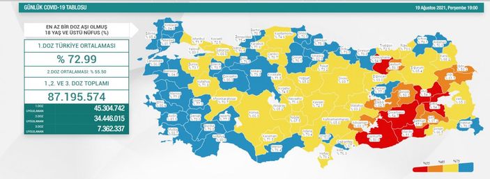 19 Ağustos 2021: Koronavirüs vaka tablosu açıklandı mı? 19 Ağustos 2021 vaka ve ölüm sayısı..