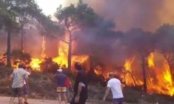 Heybeliada’da orman yangınına insan zinciri ile müdahale