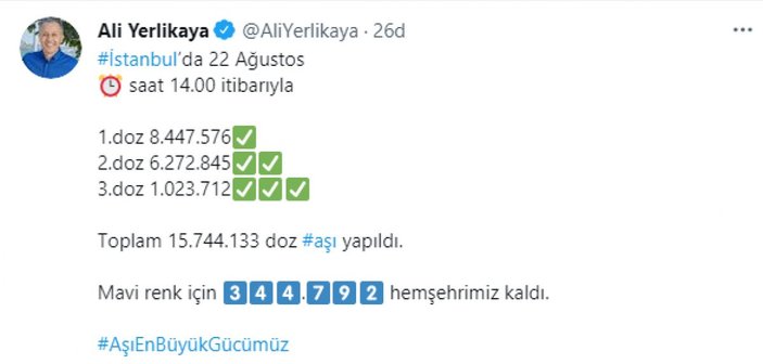 Ali Yerlikaya, İstanbul'da aşı yaptıranların sayısını açıkladı