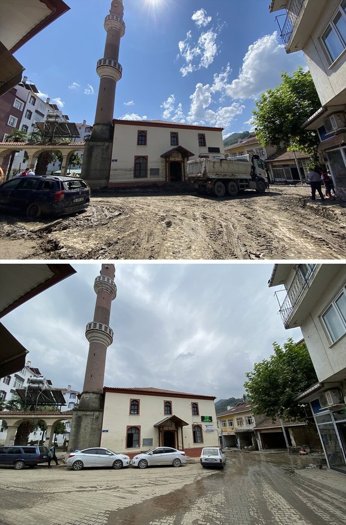 Bozkurt'taki selde balçıkla kaplanan 113 yıllık cami temizlendi