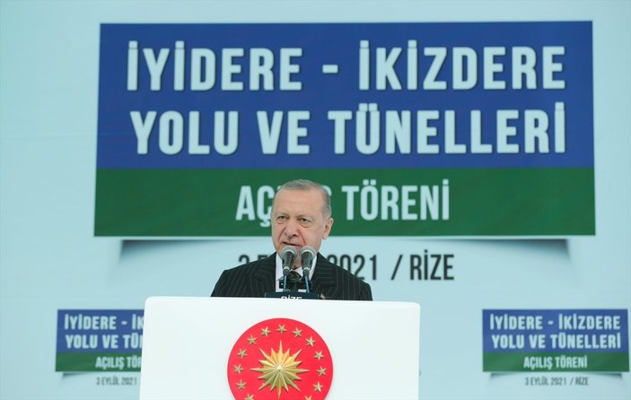 Cumhurbaşkanı Erdoğan, İyidere-İkizdere yolu açılış törenine katıldı