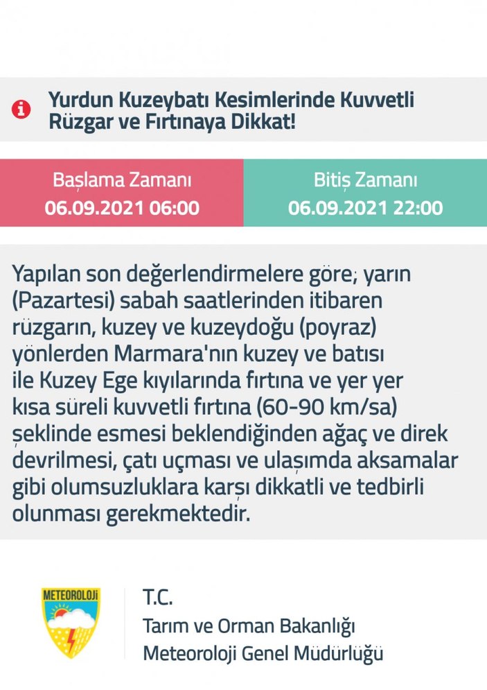 Meteoroloji'den Marmara için sağanak ve gök gürültülü sağanak uyarısı