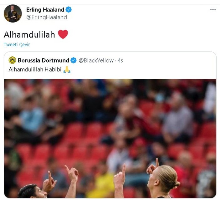 Bayer Leverkusen maçı sonrası Haaland'dan Elhamdulillah paylaşımı