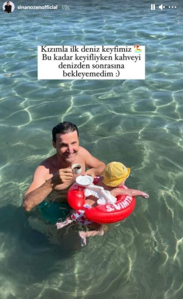 Kızı 7 kez ameliyat olmuştu! Sinan Özen keyif kahvesini denizde içti
