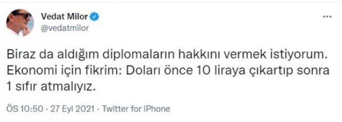 Vedat Milor'dan dolar tavsiyesi