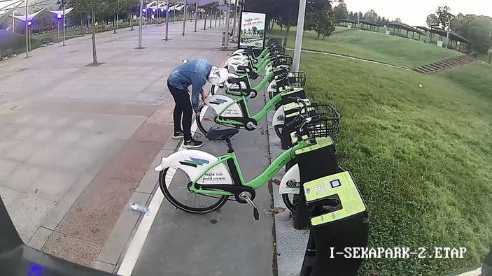 İ Kocaeli'deki şahıs, kiralık bisikletlerin tekerlerini patlattı