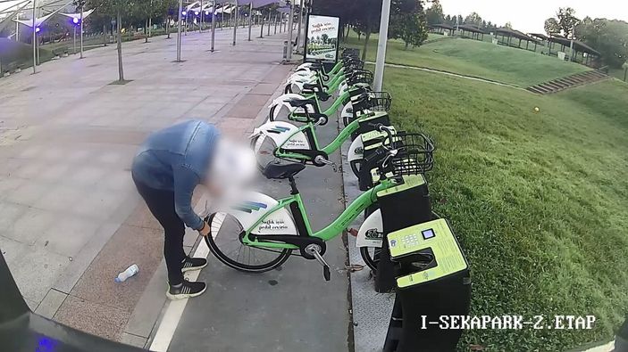 İ Kocaeli'deki şahıs, kiralık bisikletlerin tekerlerini patlattı