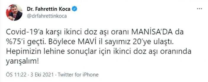 Mavi kategoride yer alan il sayısı 20'ye ulaştı