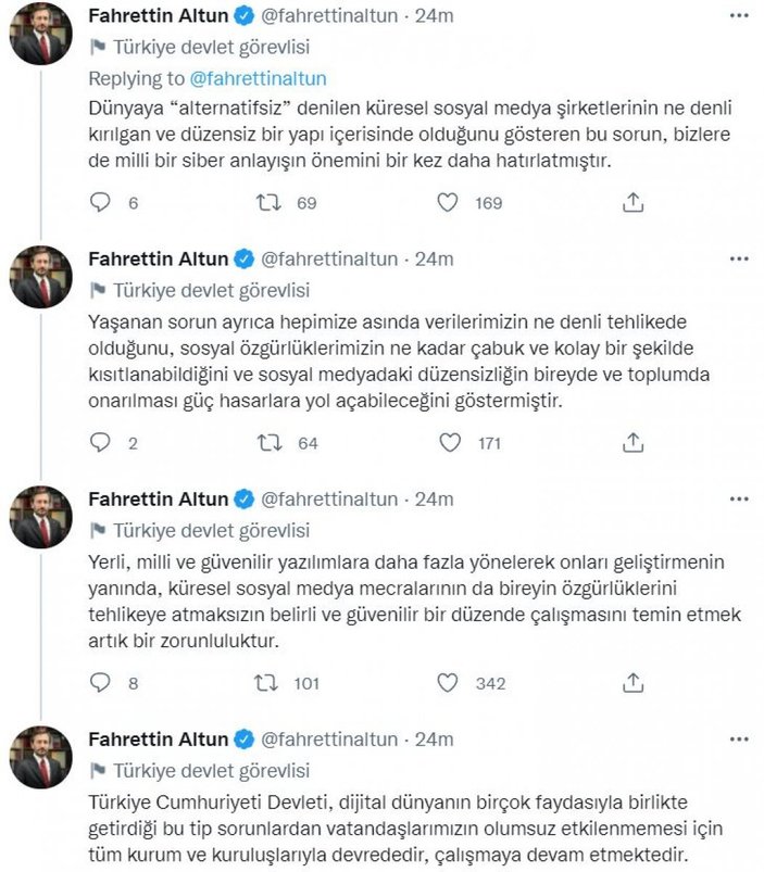 Fahrettin Altun, sosyal medya mecralarındaki kesintiyi yorumladı