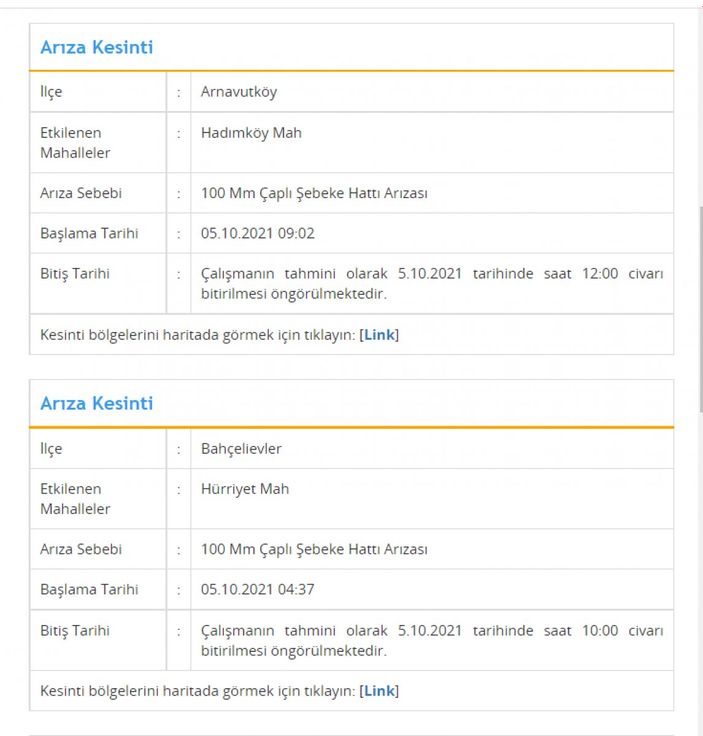 İstanbul'da sular ne zaman gelecek? 5 Ekim 2021 İSKİ su kesintisi ve arıza sorgulama