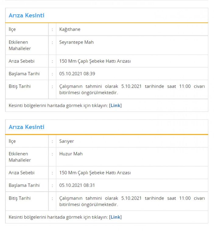 İstanbul'da sular ne zaman gelecek? 5 Ekim 2021 İSKİ su kesintisi ve arıza sorgulama