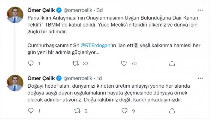 Ömer Çelik: Doğa rakibimiz değil, kader arkadaşımızdır