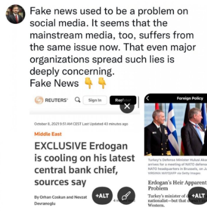 Fahrettin Altun, Reuters ve Foreign Policy'yi yalanladı