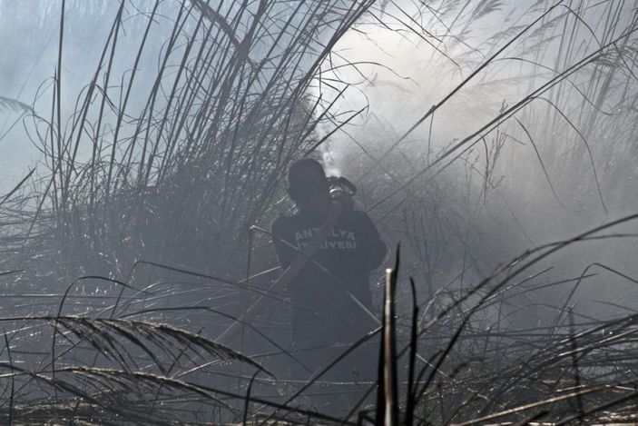 i Antalya'da sazlık alanda çıkan yangın kontrol altına alındı