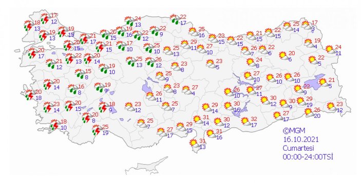 Meteoroloji Genel Müdürlüğü'nden kuvvetli yağış uyarısı