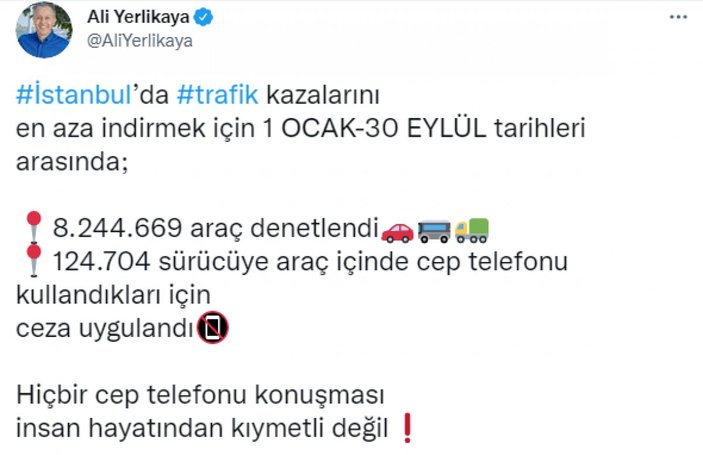 İstanbul'da 9 ayda 124 bin sürücüye telefonla konuşmaktan ceza kesildi