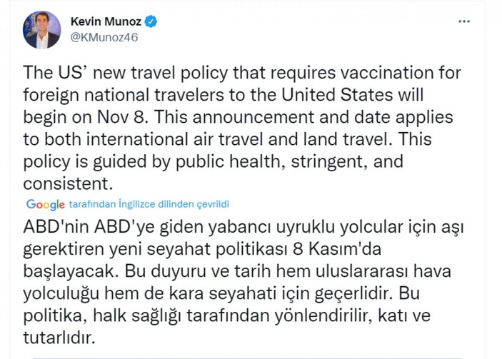 ABD'den seyahat kararı: Aşısı tam olanlar ülkeye girebilecek