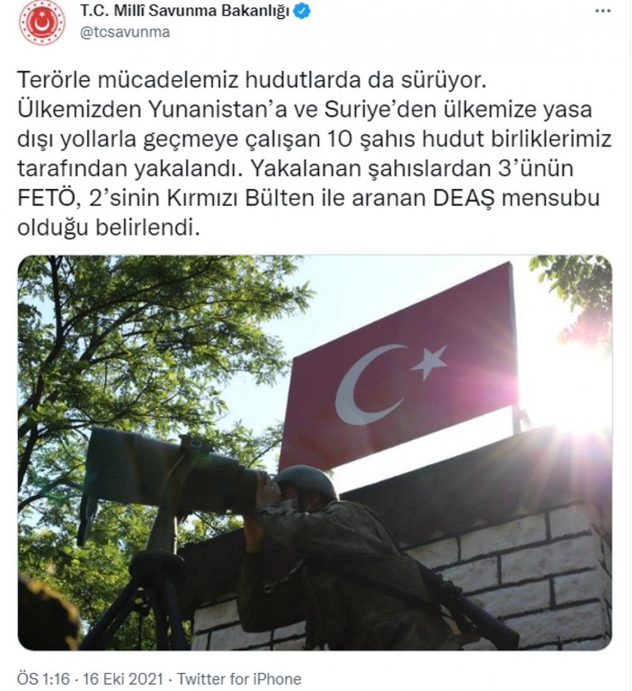 Hudut Kartalları sınırda 10 teröristi yakaladı