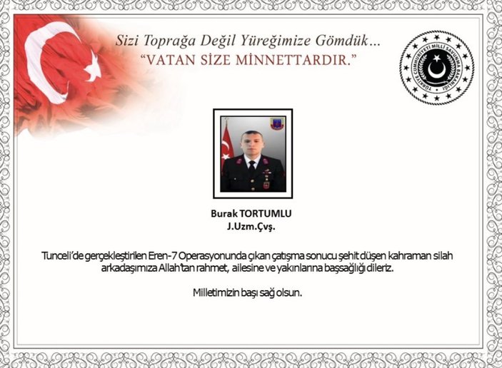 Tunceli'de 1 askerimiz şehit oldu