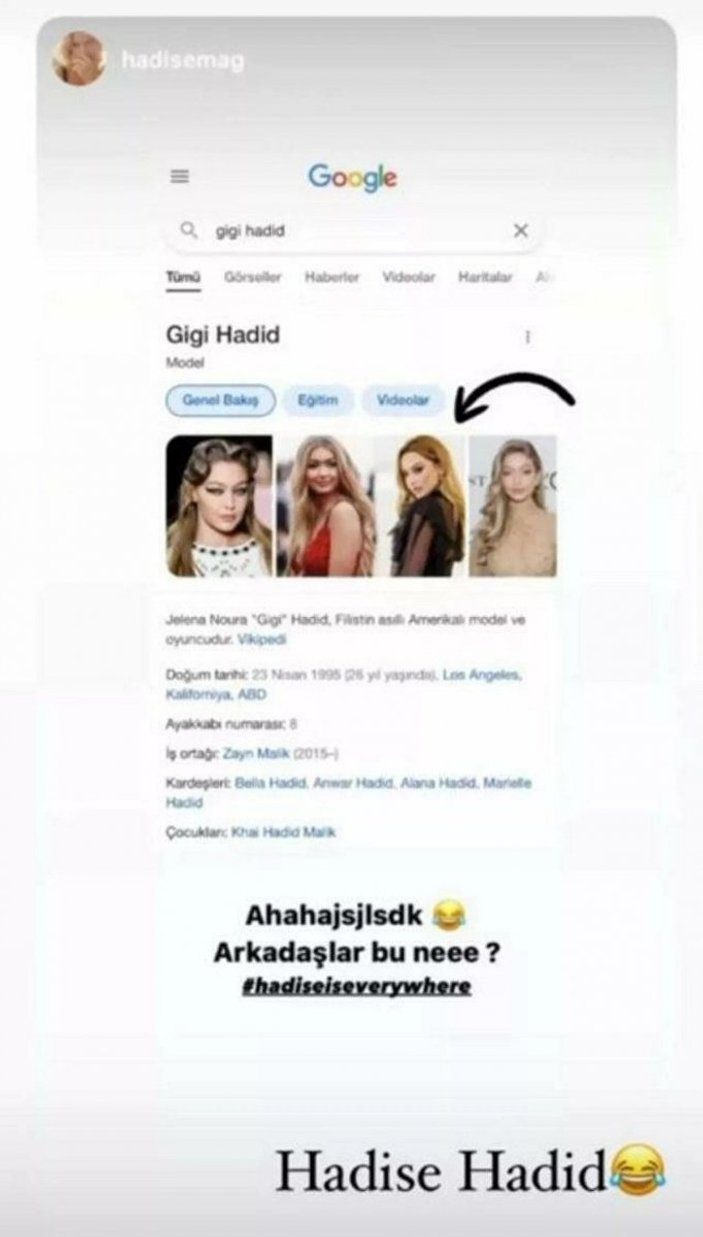 Google da şaşırdı! Hadise mi Gigi Hadid mi karar veremedi