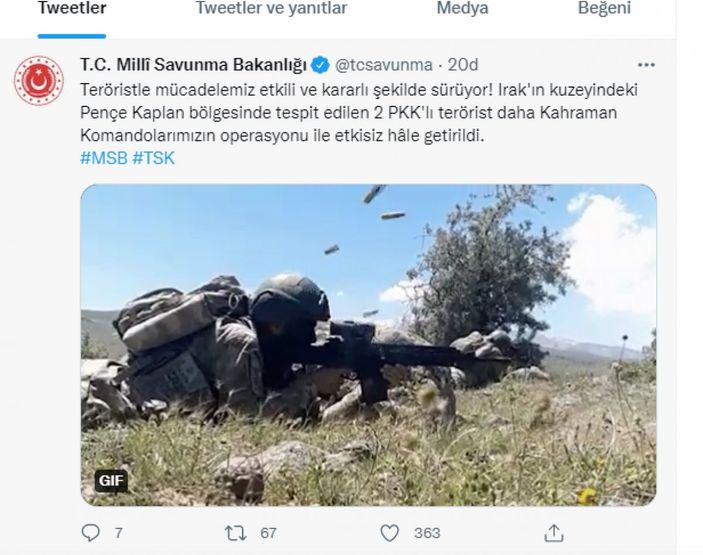 Pençe Kaplan bölgesinde 2 terörist öldürüldü