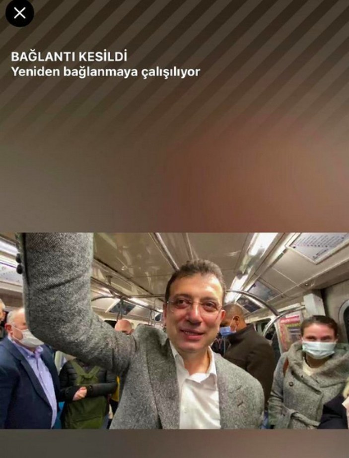 İmamoğlu, metroda internet var yayını yaparken bağlantı koptu