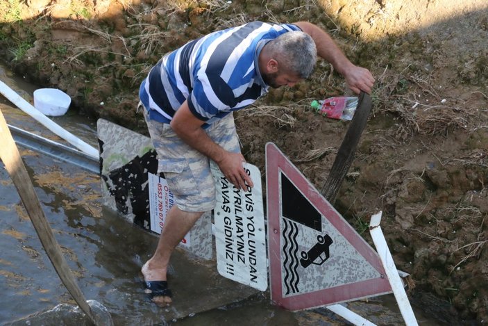 Antalya’da otobüs ile çarpışan otomobil kanala uçtu