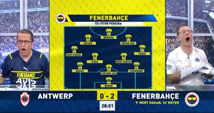 Fenerbahçe'nin Antwerp'e attığı gollerde FB TV spikerleri