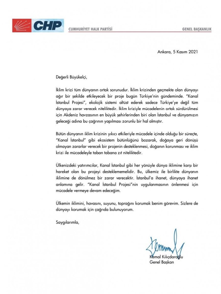 Kemal Kılıçdaroğlu'ndan büyükelçilere şikayet mektubu