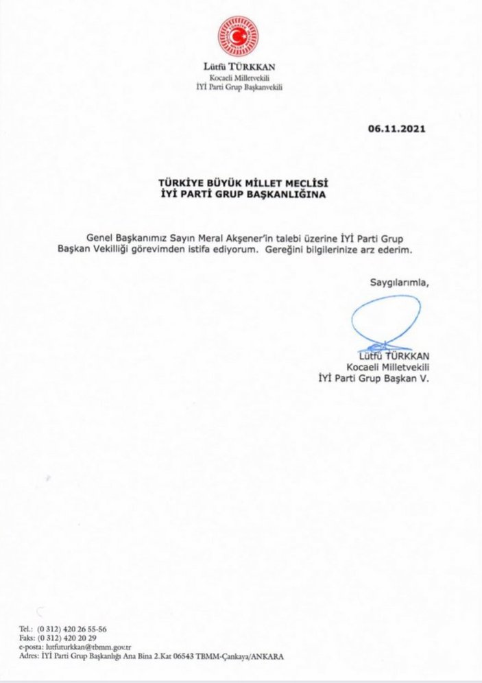 İyi Partili Lütfü Türkkan istifa etti