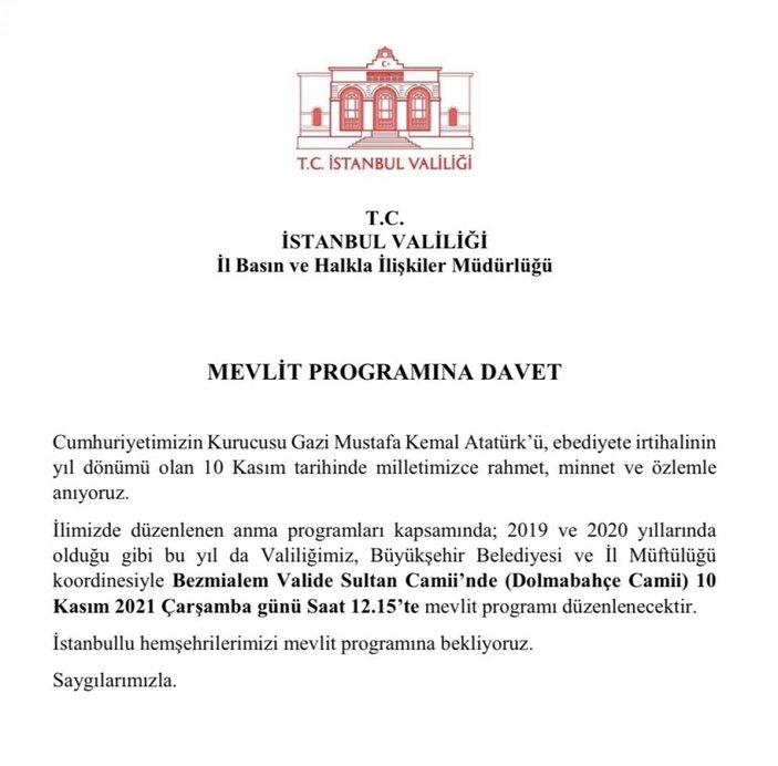 Tüm İstanbul davetli: Dolmabahçe Cami 10 Kasım mevliti saat kaçta?